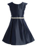 Sweet Kids Little Girls Navy Flutter Sleeve Pleated Flower Girl Dress 2-6 - SophiasStyle.com