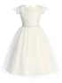 Sweet Kids Girls Sequin Lace Top Dress with Satin and Crystal Tulle Skirt and Petite Rhinestone Waist Trim, Sizes 2-16 - SophiasStyle.com