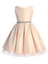 Sweet Kids Girls Satin Dress with Pleated Skirt, Crystal Tulle Hem and Rhinestone Waist Trim, Sizes 2-16 - SophiasStyle.com