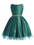 Sweet Kids Girls Satin Dress with Pleated Skirt, Crystal Tulle Hem and Rhinestone Waist Trim, Sizes 2-16 - SophiasStyle.com
