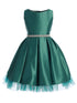 Sweet Kids Girls Satin Dress with Pleated Skirt, Crystal Tulle Hem and Rhinestone Waist Trim, Sizes 2-16 - SophiasStyle.com