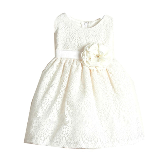 Sweet Kids Baby Girls Off-White Vintage Lace Overlay Flower Girl Dress 6-24M - SophiasStyle.com