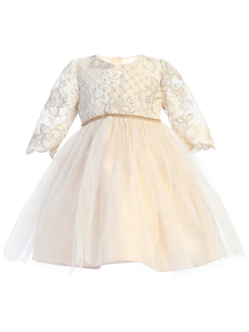 Girls Multi Color Lattice Embroidered Lace Junior Bridesmaid Dress 6M-16 - SophiasStyle.com