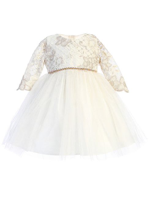 Girls Multi Color Lattice Embroidered Lace Junior Bridesmaid Dress 6M-16 - SophiasStyle.com