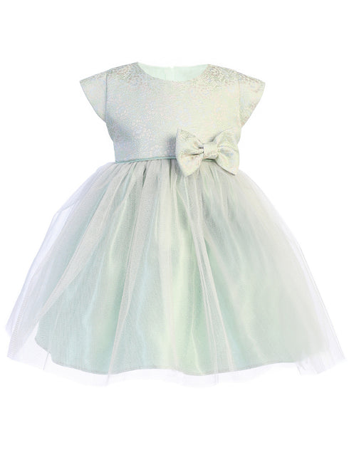 Sweet Kids Baby Girls Sage Floral Jacquard Multi Tone Tulle Easter Dress 6-24M - SophiasStyle.com