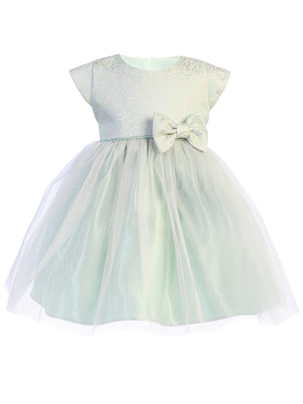 Sweet Kids Baby Girls Sage Floral Jacquard Multi Tone Tulle Easter Dress 6-24M - SophiasStyle.com