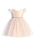 Baby Girls Blush Satin Tulle Flutter Sleeve Flower Girl Dress 6-24 Months - SophiasStyle.com