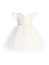 Baby Girls Off White Satin Tulle Flutter Sleeve Flower Girl Dress 6-24Months - SophiasStyle.com