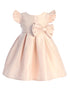 Baby Girls Blush Flutter Sleeve Pleated Satin Flower Girl Dress 6-24 Months - SophiasStyle.com