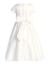 Girls White Satin Silver Corded Trim Waist Plus Size Communion Dress 10.5-20.5 - SophiasStyle.com