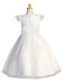 Lito Girls White Embroidered Bodice Tulle Skirt Communion Dress 6-12 - SophiasStyle.com