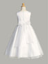 Lito Girls White Satin Top Crystal Organza Skirt Communion Dress 6-12 - SophiasStyle.com