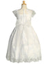 Lito Girls White Illusion Neckline Corded Embroidered Communion Dress 6-12 - SophiasStyle.com