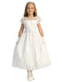 Lito Girls White Illusion Neckline Corded Embroidered Communion Dress 6-12 - SophiasStyle.com