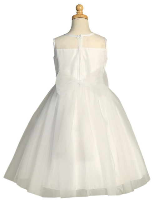 Lito Girls White Corded Tulle Sleeveless Communion Dress 6-12 - SophiasStyle.com