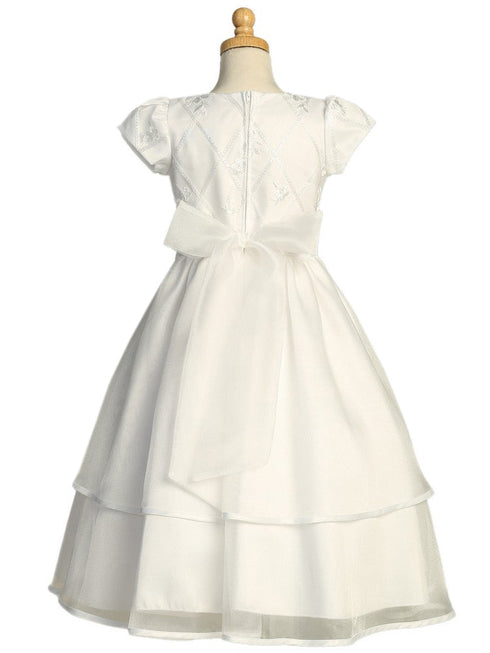 Lito Girls White Round Neck Embroidered Tulle Communion Dress 6-12 - SophiasStyle.com