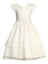Lito Girls White Round Neck Embroidered Tulle Communion Dress 6-12 - SophiasStyle.com