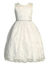 Lito Girls White Diamond Floral Embroidered Tulle Communion Dress 6-12 - SophiasStyle.com