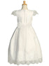 Lito Girls White Corded Embroidered Tulle Communion Dress 6-12 - SophiasStyle.com