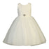 Little Girls Ivory Organza Floral Pearl Tulle Flower Girl Dress 2T-6 - SophiasStyle.com