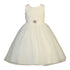 Little Girls Ivory Organza Floral Pearl Tulle Flower Girl Dress 2T-6 - SophiasStyle.com