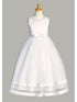 Lito Girls White Pearl Neckline Glitter Tulle Communion Dress 6-12 - SophiasStyle.com