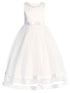 Lito Girls White Pearl Neckline Glitter Tulle Communion Dress 6-12 - SophiasStyle.com