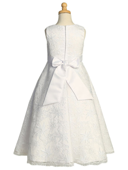 Lito Girls White Embroidered Tulle Elegant Communion Dress 6-12 - SophiasStyle.com