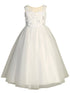 Lito Girls White Embroidered Tulle 3D Flowers Communion Dress 6-14 - SophiasStyle.com