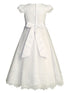 Lito Girls White Embroidered Tulle Cap Sleeve Communion Dress 6-14 - SophiasStyle.com