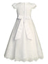 Lito Girls White Embroidered Tulle Cap Sleeve Communion Dress 6-14 - SophiasStyle.com