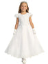 Lito Girls White Embroidered Tulle Cap Sleeve Communion Dress 6-14 - SophiasStyle.com