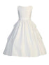 Lito White Satin Pearled Tea Length First Communion Dress Girls 5 - SophiasStyle.com