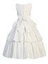 Lito White Satin Pearled Tea Length First Communion Dress Girls 5 - SophiasStyle.com