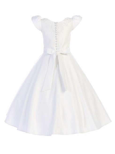 Swee Pea & Lilli White Lace Satin Tea-Length Communion Dress Girls 12.5 - SophiasStyle.com