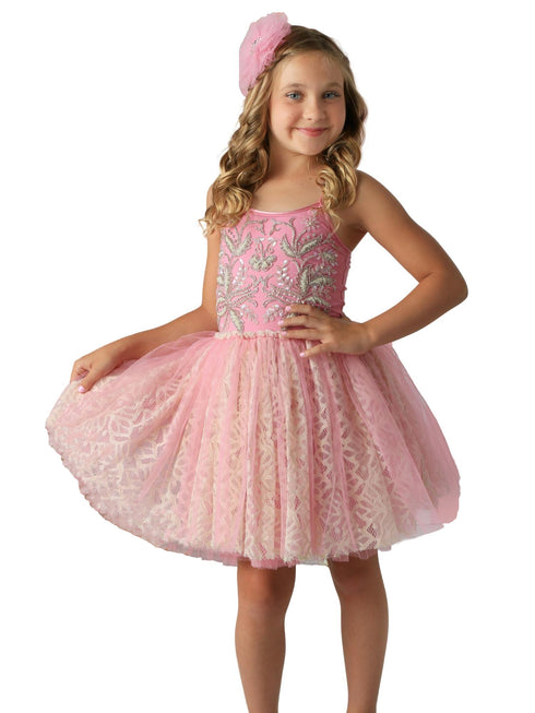 Ooh! La, La! Couture Girls Pink Lace Sparkle Applique Sophie Dress, Sizes 12M-14 - SophiasStyle.com