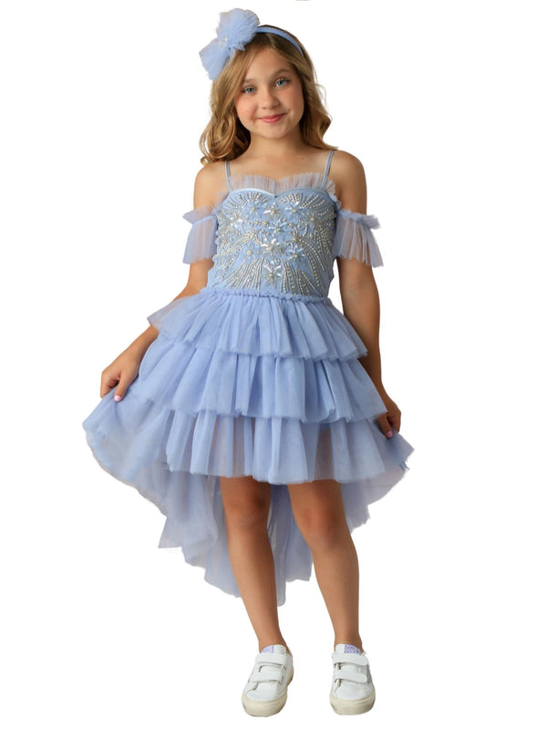 Girls Sky Off-Shoulder Hi-Low Chloe Party Dress, Sizes 12M-14 - SophiasStyle.com