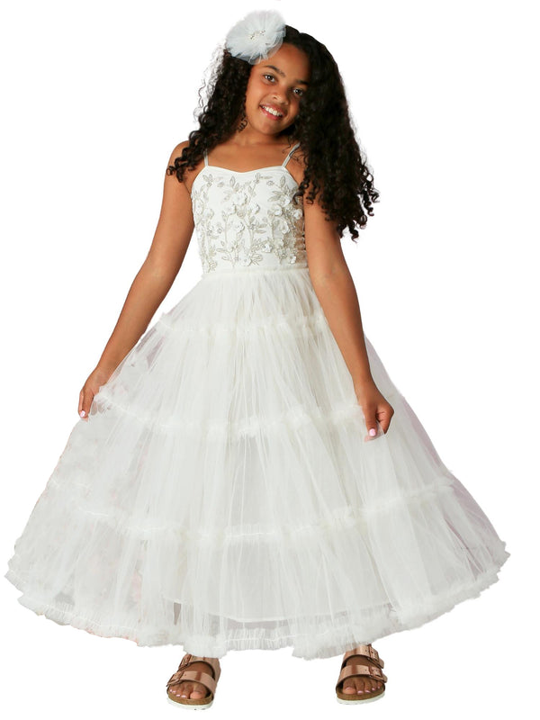 Ooh! La, La! Couture Girls White Embroidered Diana Maxi Dress, Sizes 12M-14 - SophiasStyle.com