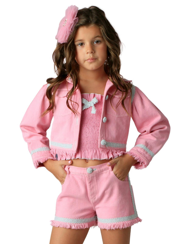 Ooh! La, La! Couture Girls Pink Denim Jacket, Sizes 12M-14 - SophiasStyle.com