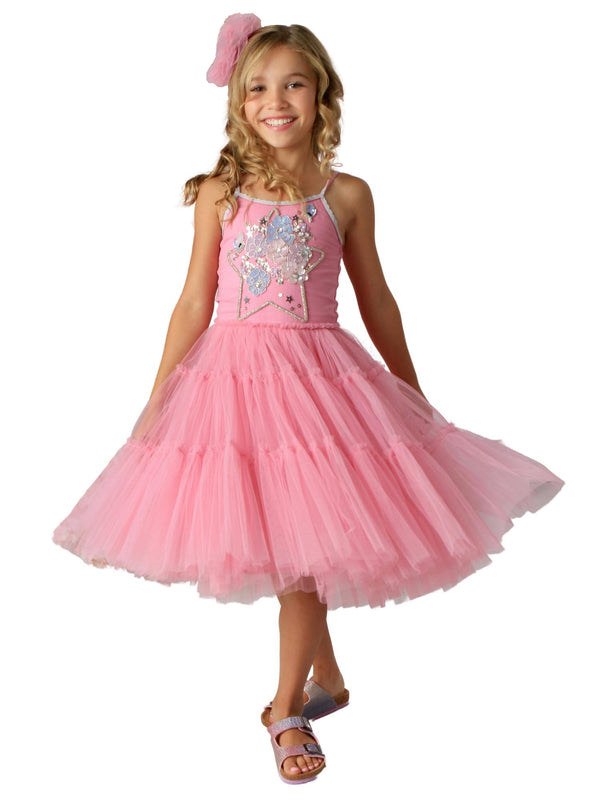 Ooh! La, La! Couture Pink Tulle Flower Star Accent Olivia Party Dress, Sizes 12M-14 - SophiasStyle.com
