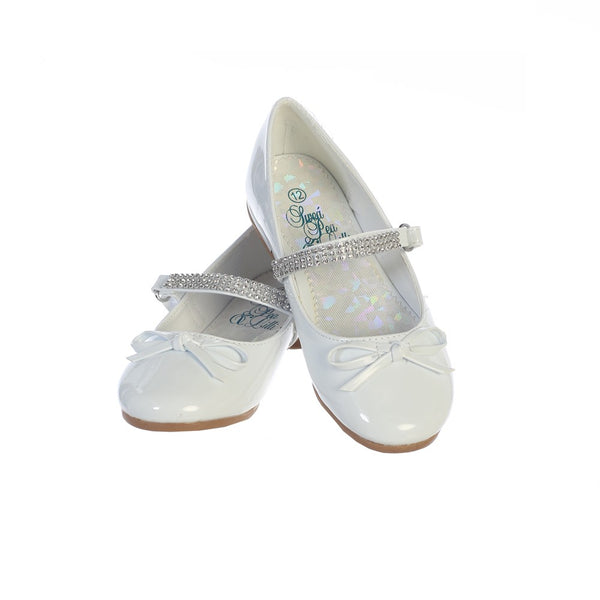 Swea Pea & Lilli Girls White Patent Rhinestone Dress Shoes 9 Toddler-5 Kids - SophiasStyle.com