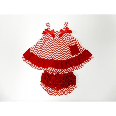 Red Chevron Sleeveless Cotton Swing Top Set Girls S-L - SophiasStyle.com