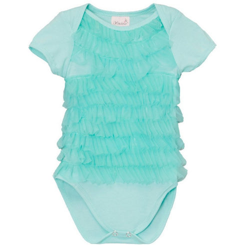 Baby Girls Green Chiffon Ruffles Short Sleeve Bodysuit 9-24M - SophiasStyle.com