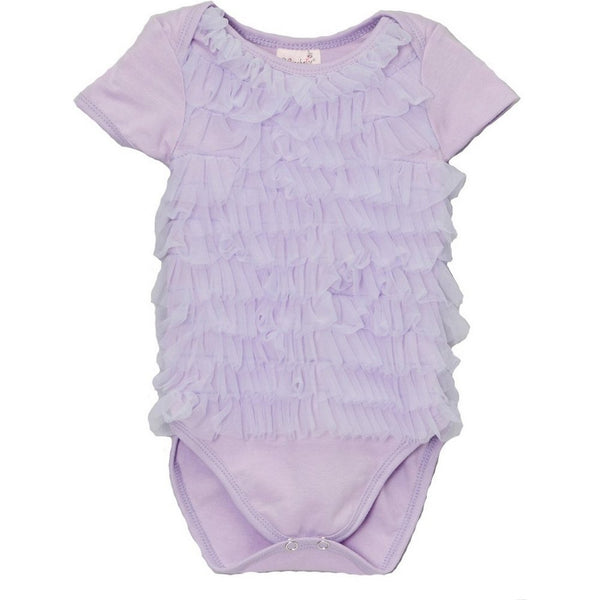 Baby Girls Lavender Chiffon Ruffles Short Sleeve Bodysuit 9-24M - SophiasStyle.com