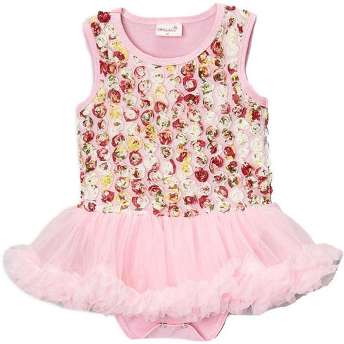 Baby Girls Blue Rose Tutu Sleeveless Bodysuit 9-24M - SophiasStyle.com