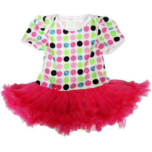Baby Girls White Hot Pink Polka Dots Tutu Bodysuit 9-24M - SophiasStyle.com