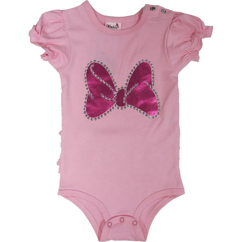 Baby Girls Pink Minnie Bow Ruffle Trim Bodysuit S (0-6M)-L (18-36M) - SophiasStyle.com