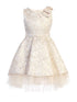 Sweet Kids Girls Floral Brocade Tulle Underlay Bow Christmas Dress 2T-12 - SophiasStyle.com