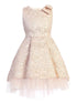 Sweet Kids Girls Floral Brocade Tulle Underlay Bow Christmas Dress 2T-12 - SophiasStyle.com