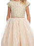 Sweet Kids Little Girls Champagne Jeweled Top Tulle Skirt Christmas Dress 2T-6 - SophiasStyle.com